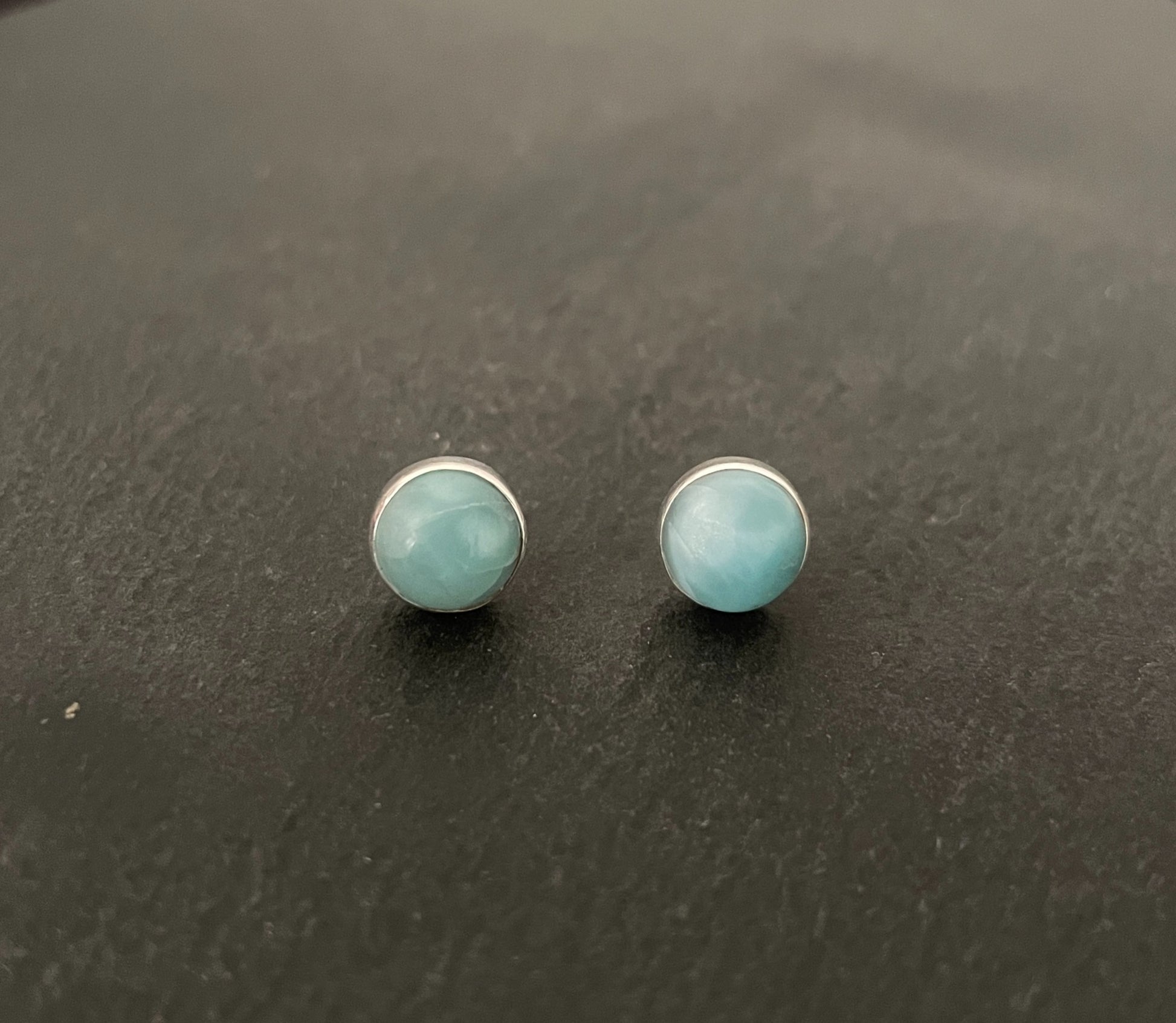 Round Larimar Studs image 0