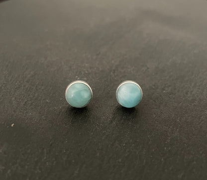 Round Larimar Studs image 0