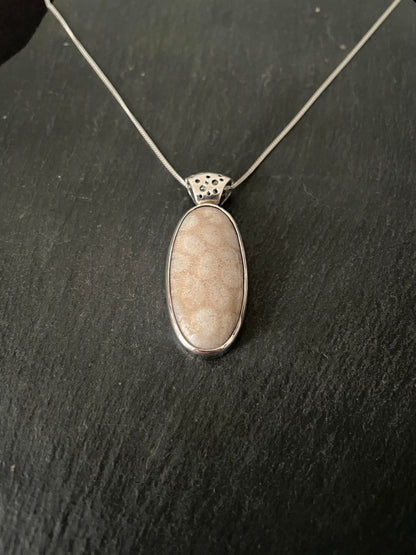 Fossiliferous Limestone Oval Pendant image 1