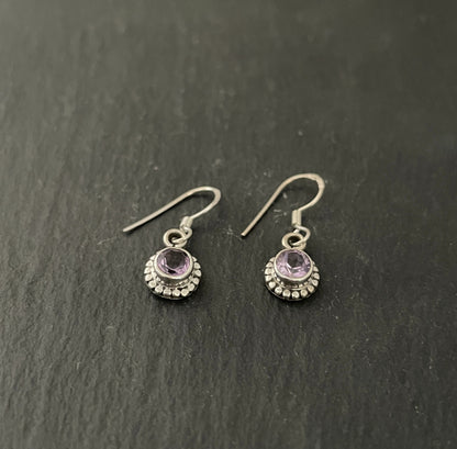 Amethyst and Silver Round Earrings image 1