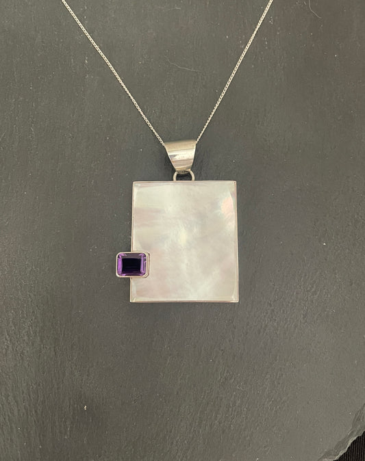Amethyst and Mother of Pearl Pendant image 0