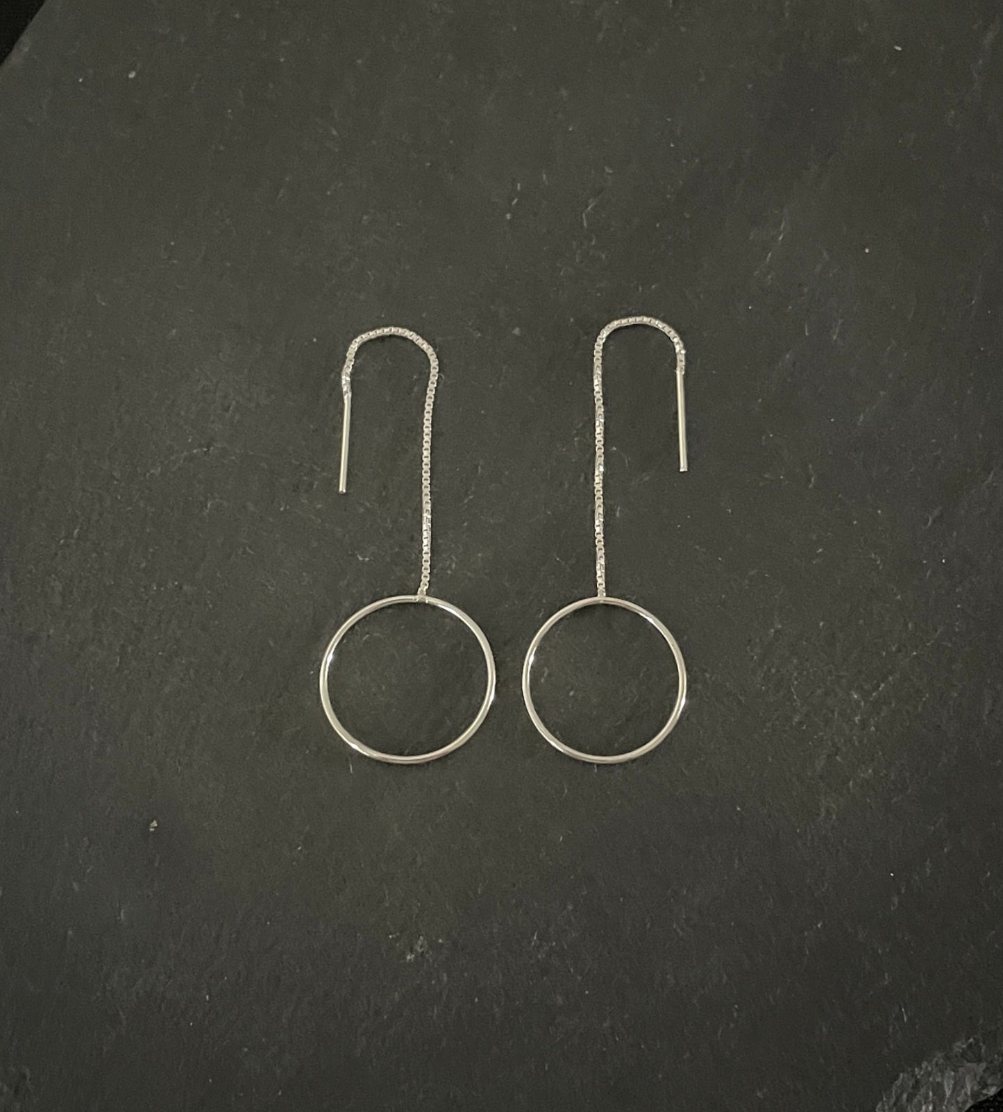Silver Hoop Drop Earrings image 0
