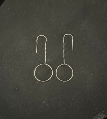 Silver Hoop Drop Earrings image 0