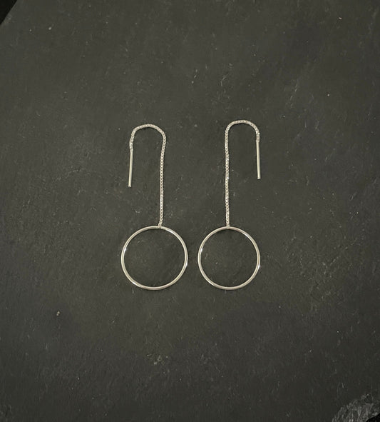 Silver Hoop Drop Earrings image 0