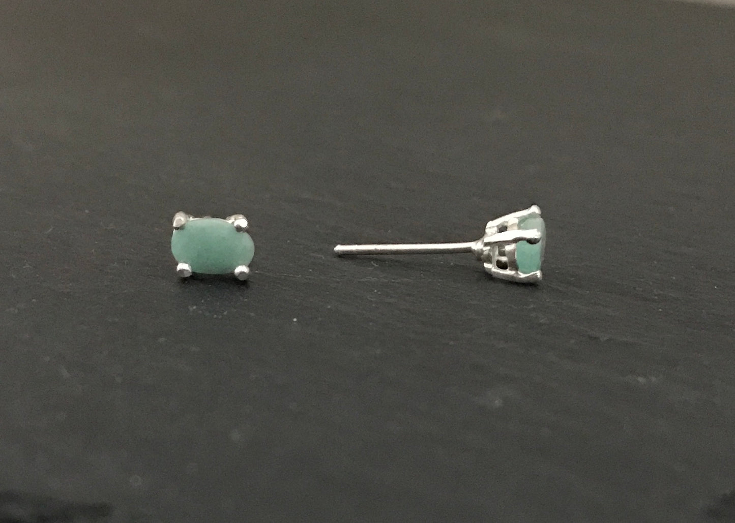 Oval Emerald Stud Earrings image 1