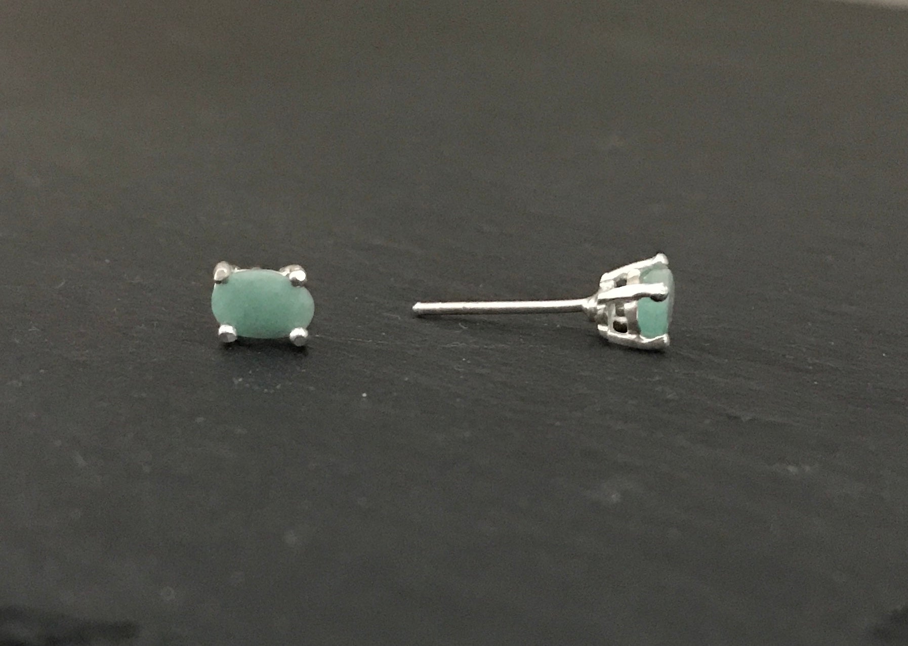 Oval Emerald Stud Earrings image 1