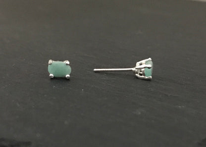 Oval Emerald Stud Earrings image 1