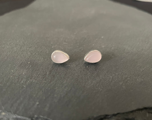 Teardrop Rose Quartz Studs image 0