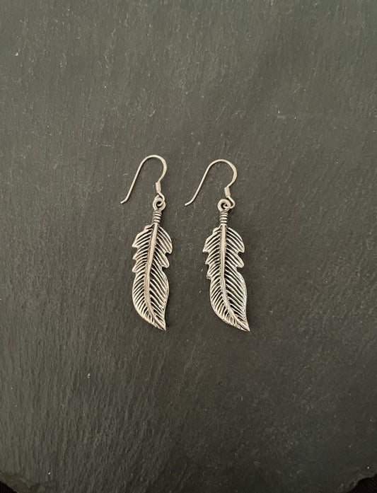 Silver Feather Earrings image 0