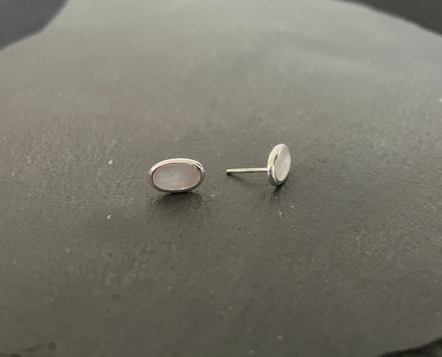 Mother of Pearl Oval Stud Earrings image 1