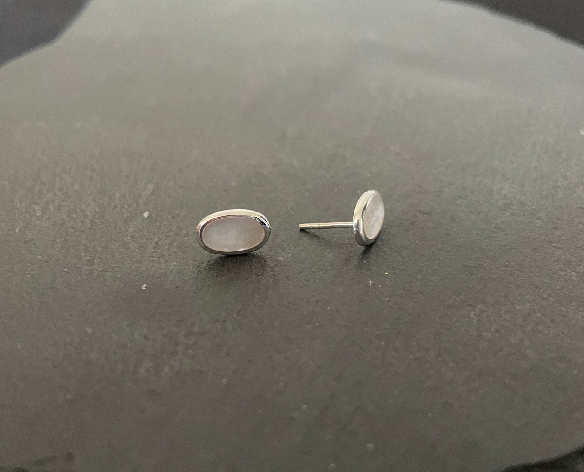 Mother of Pearl Oval Stud Earrings image 1