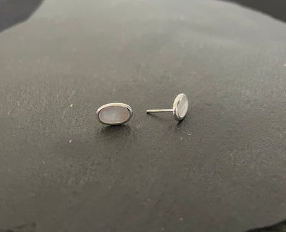 Mother of Pearl Oval Stud Earrings image 1