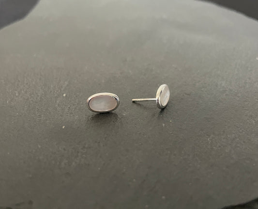 Mother of Pearl Oval Stud Earrings image 1