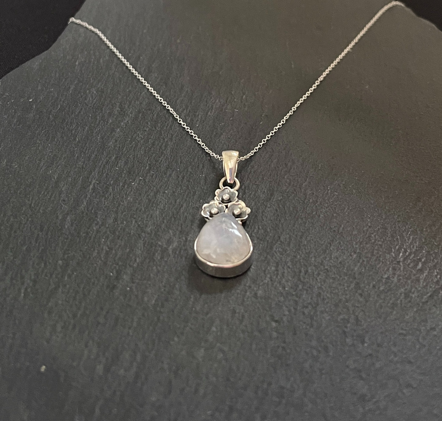 Moonstone and Silver Flower Pendant image 1