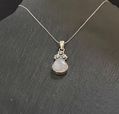 Moonstone and Silver Flower Pendant image 1
