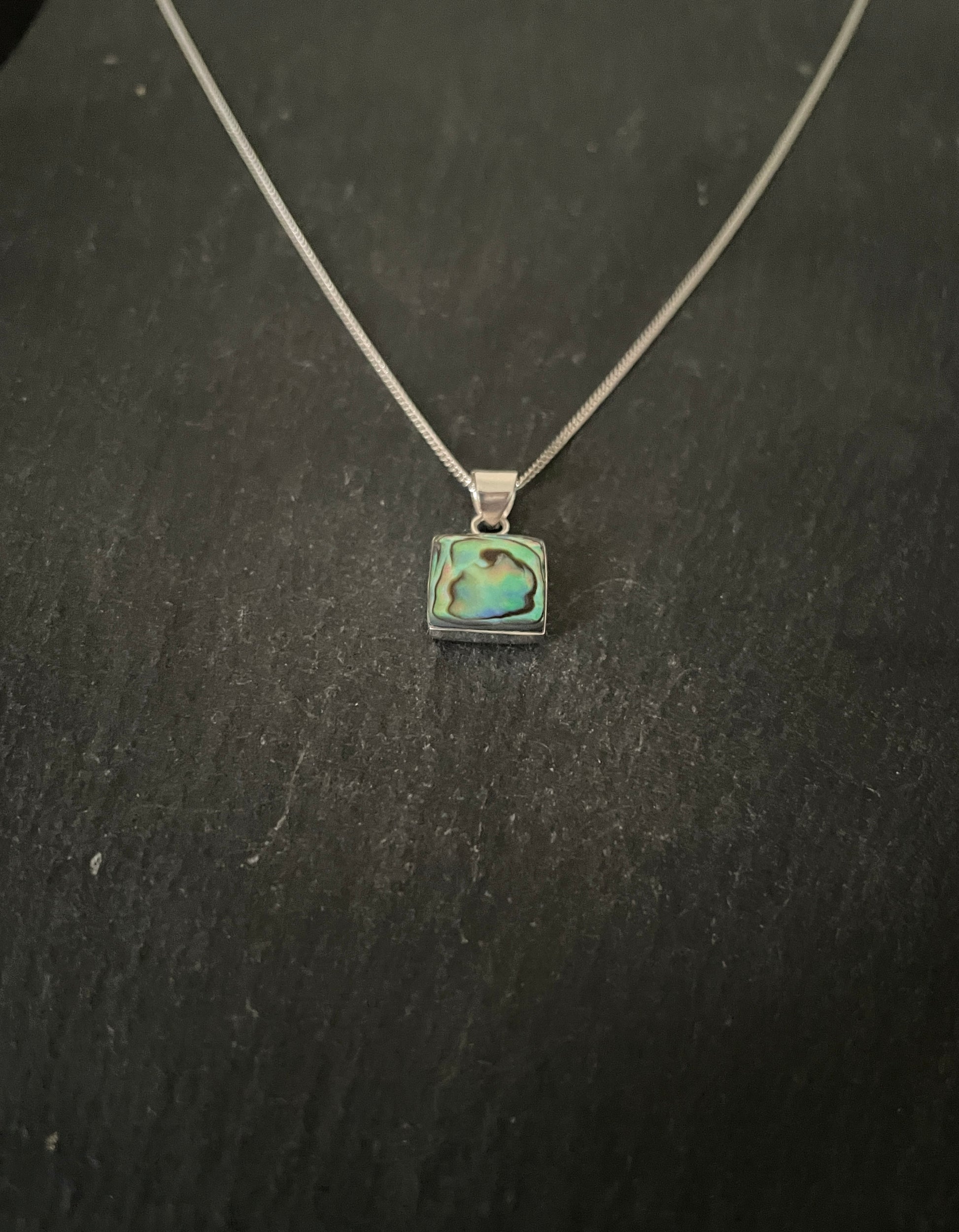 Square Paua Shell and Silver Pendant image 1