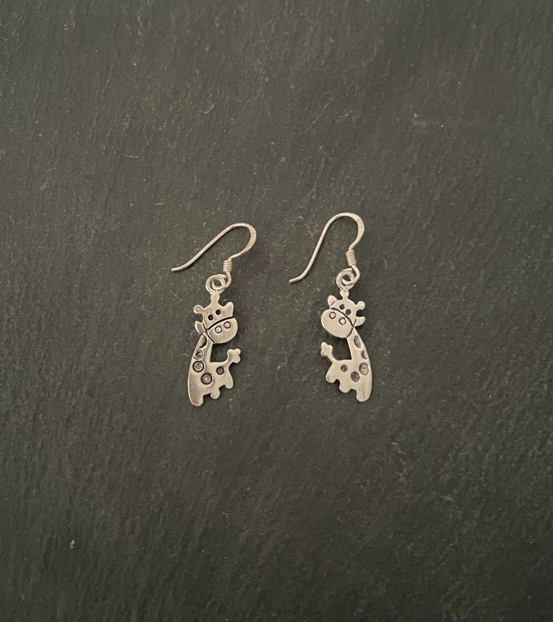 Silver Giraffe Earrings image 0