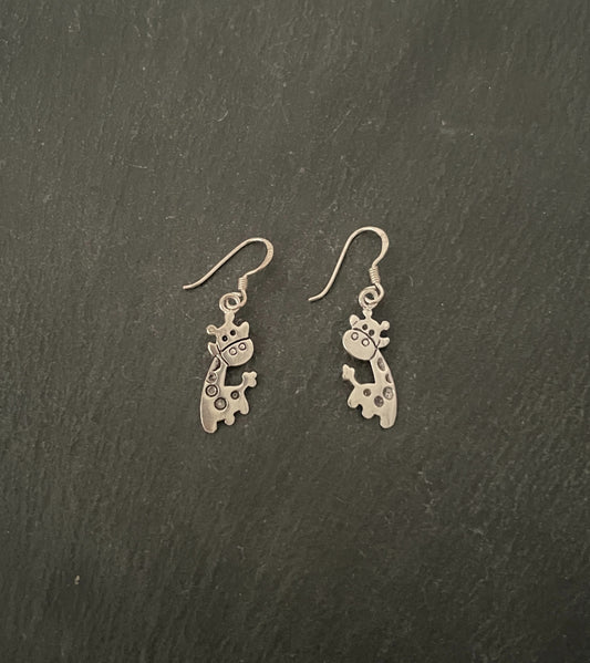 Silver Giraffe Earrings image 0