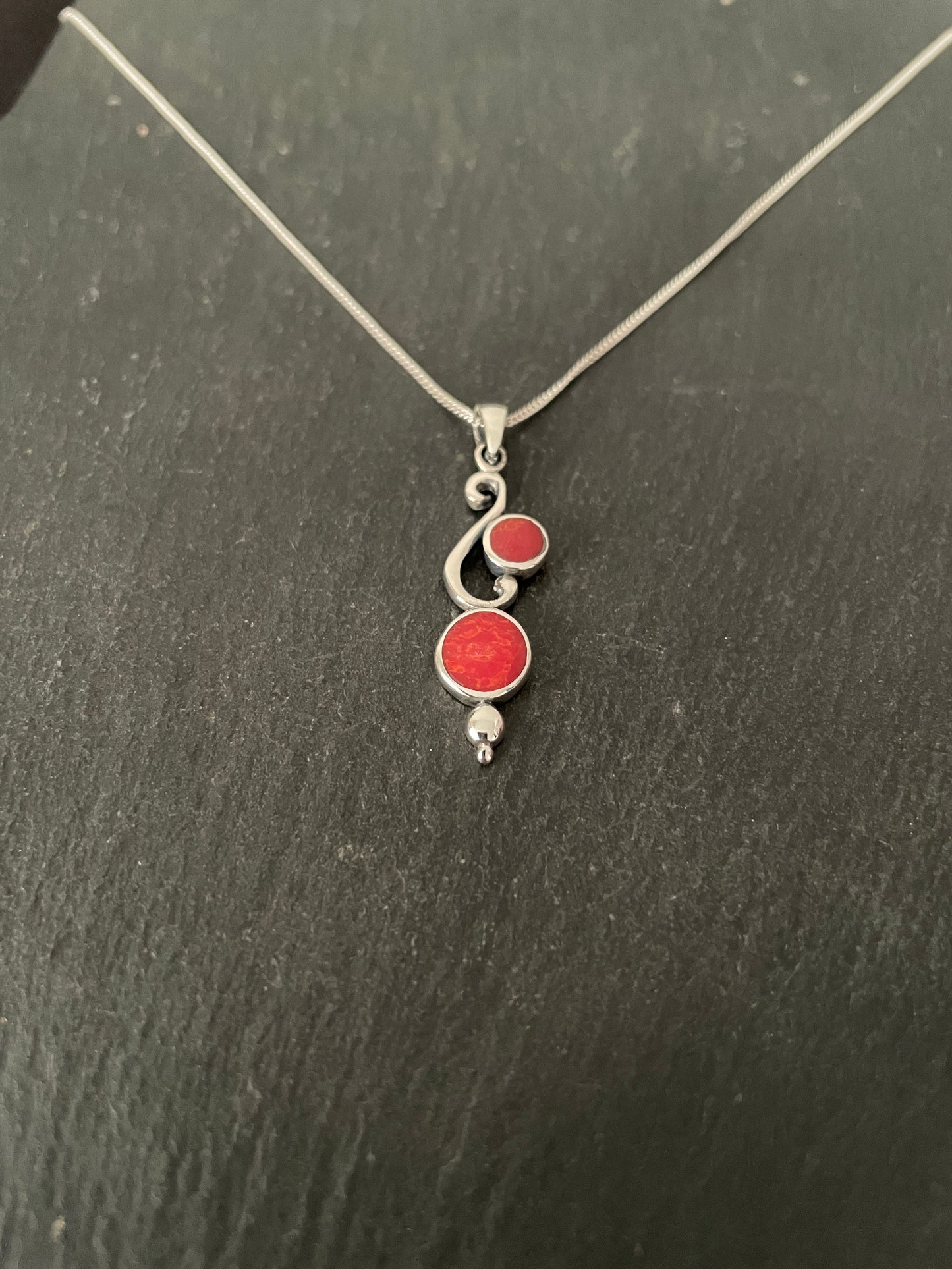 Round Coral Drop Pendant image 1
