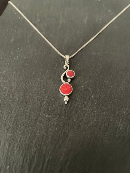 Round Coral Drop Pendant image 1