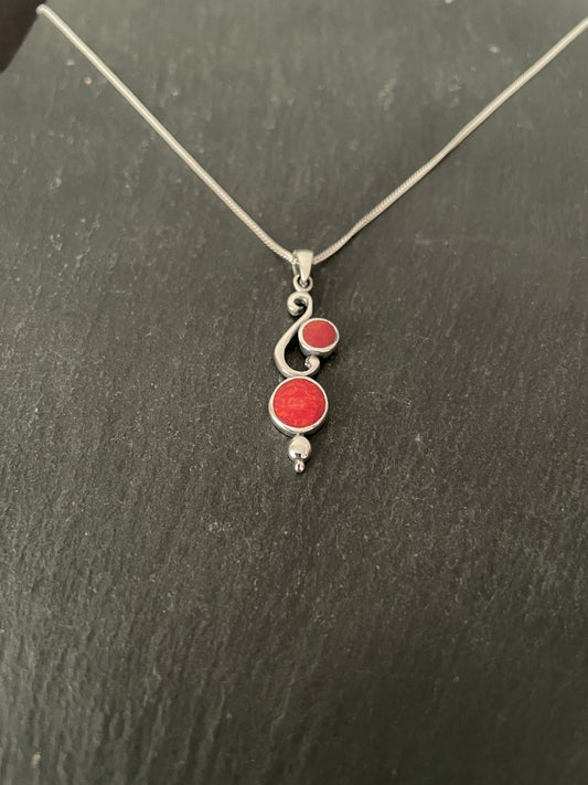 Round Coral Drop Pendant image 1