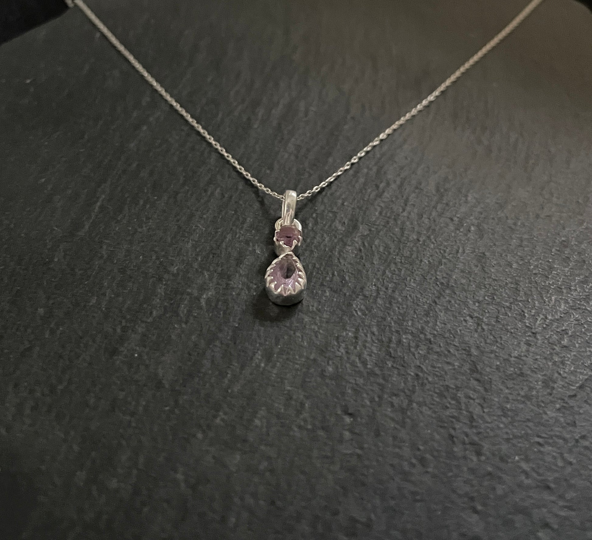 Amethyst and Silver Drop Pendant image 1