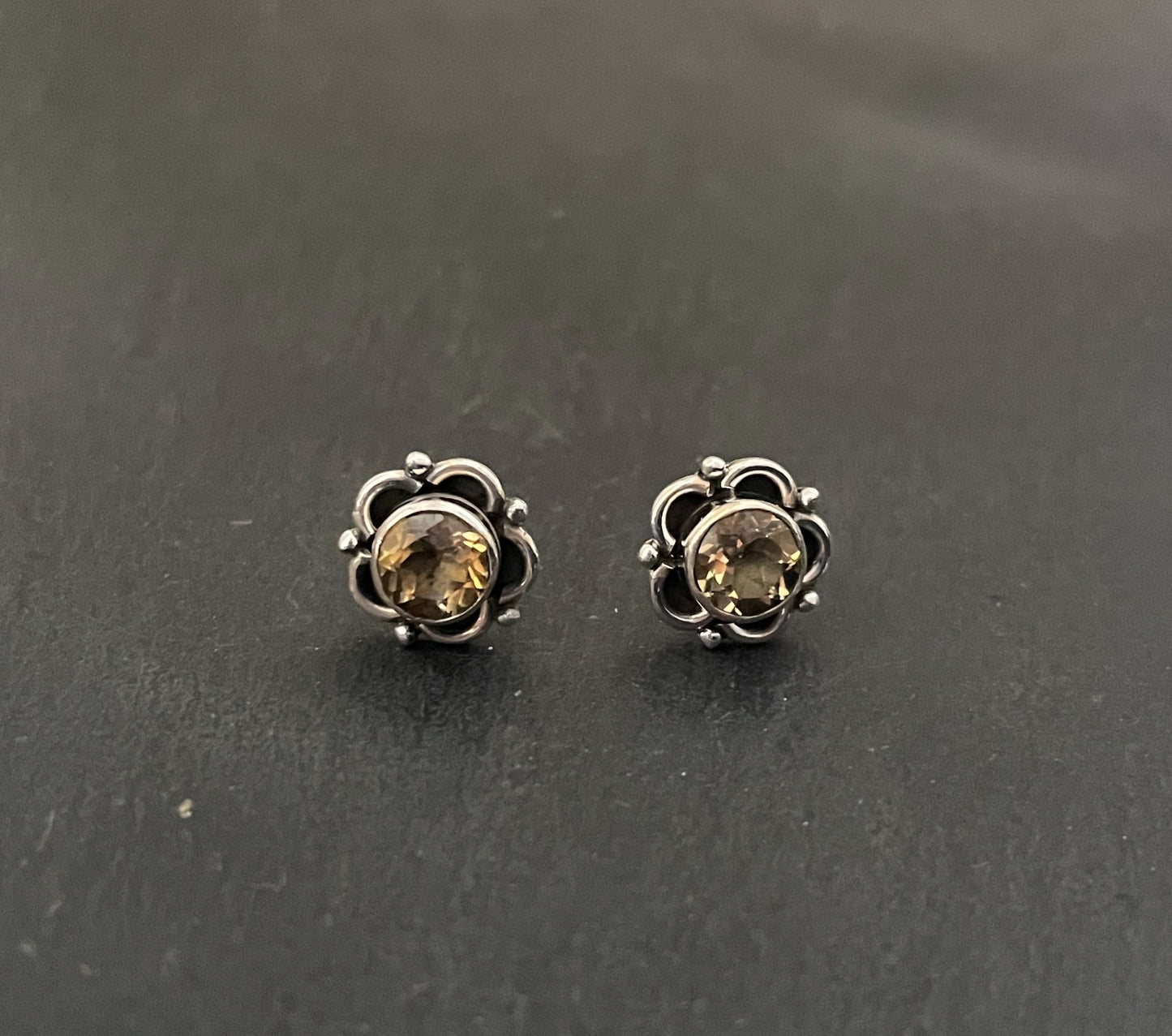 Citrine Round Stud Earrings image 0