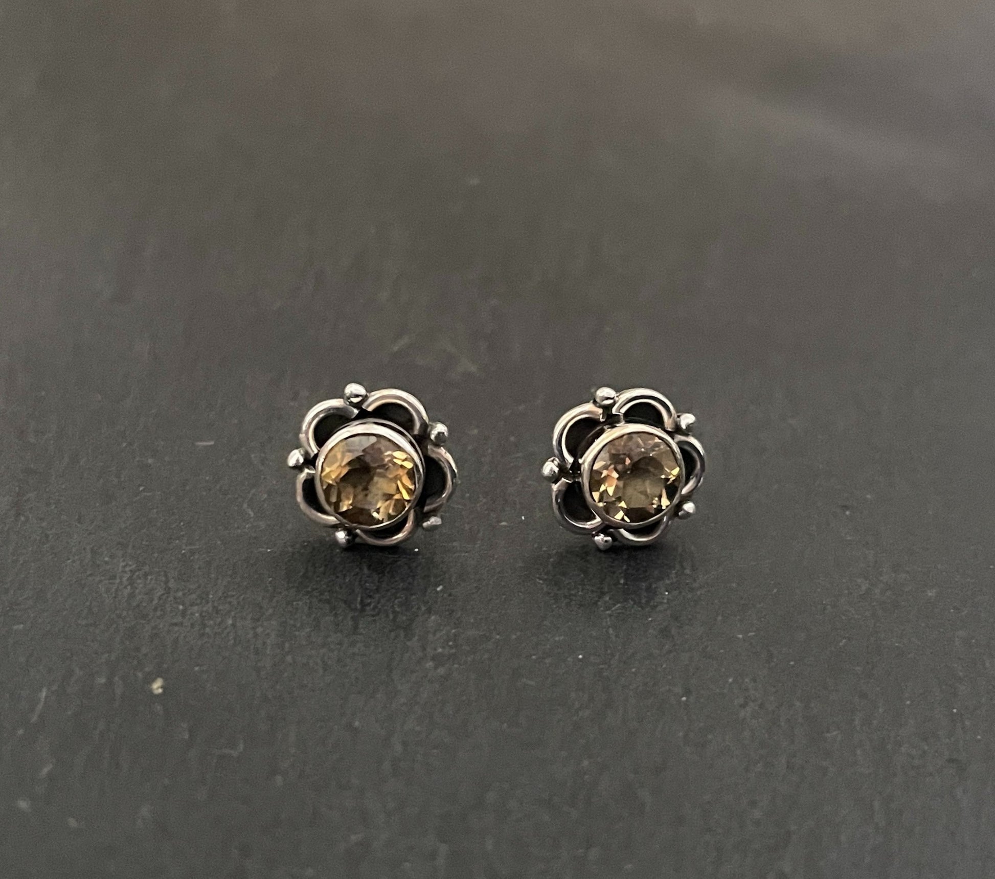 Citrine Round Stud Earrings image 0