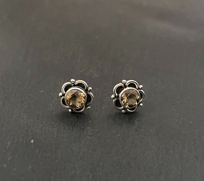 Citrine Round Stud Earrings image 0