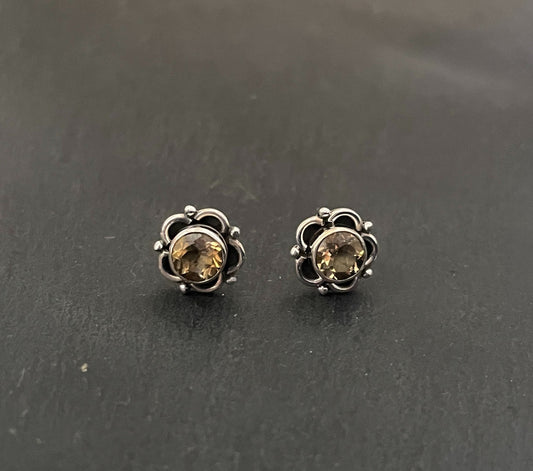 Citrine Round Stud Earrings image 0