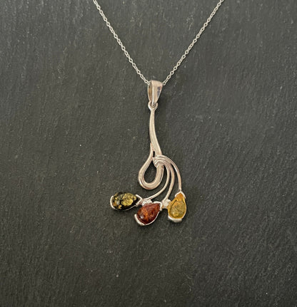 Amber and Silver Pendant image 0