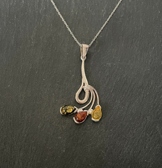 Amber and Silver Pendant image 0