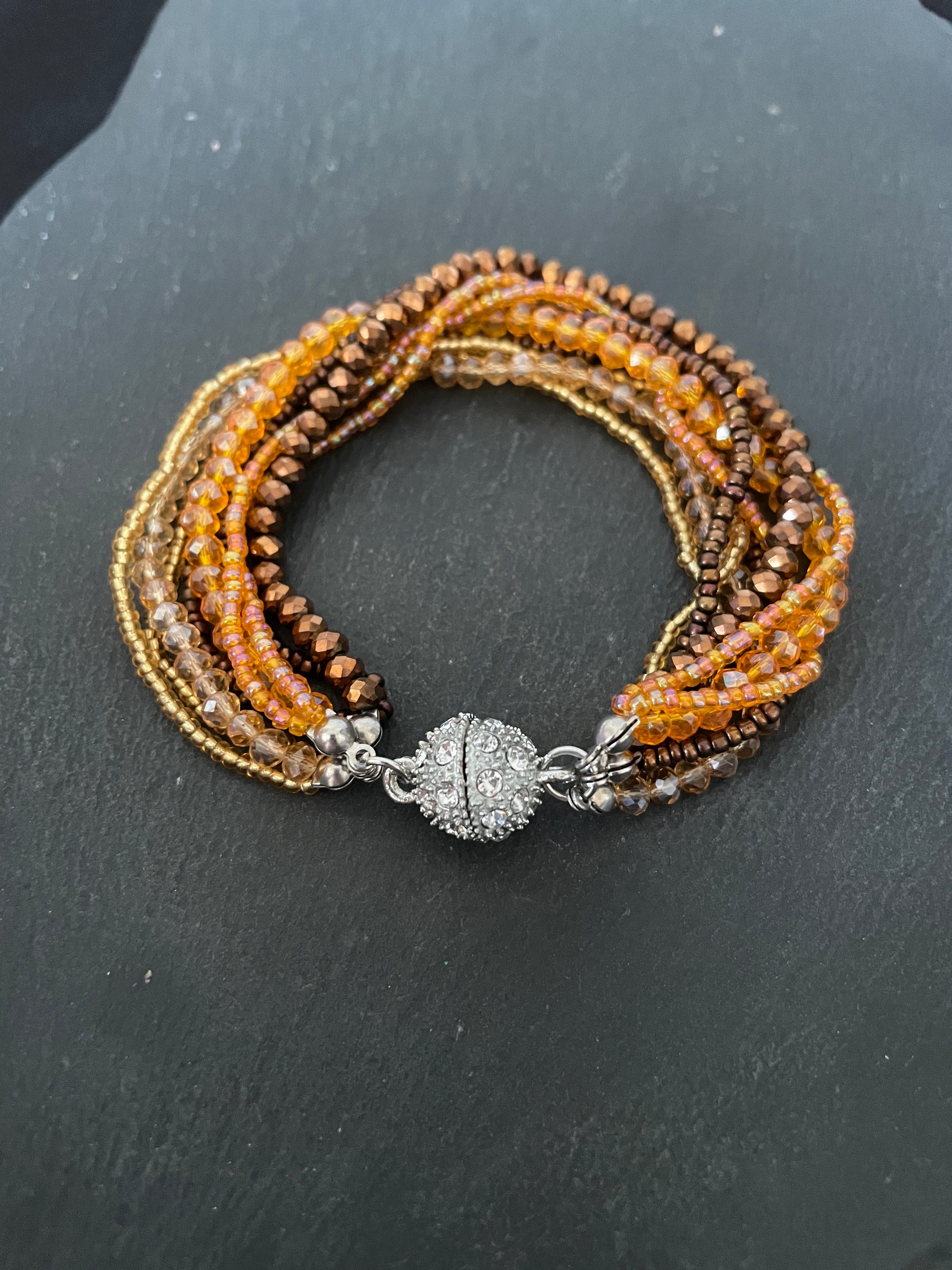 Brown Multi Row Coloured Round Bead Bracelet image 0