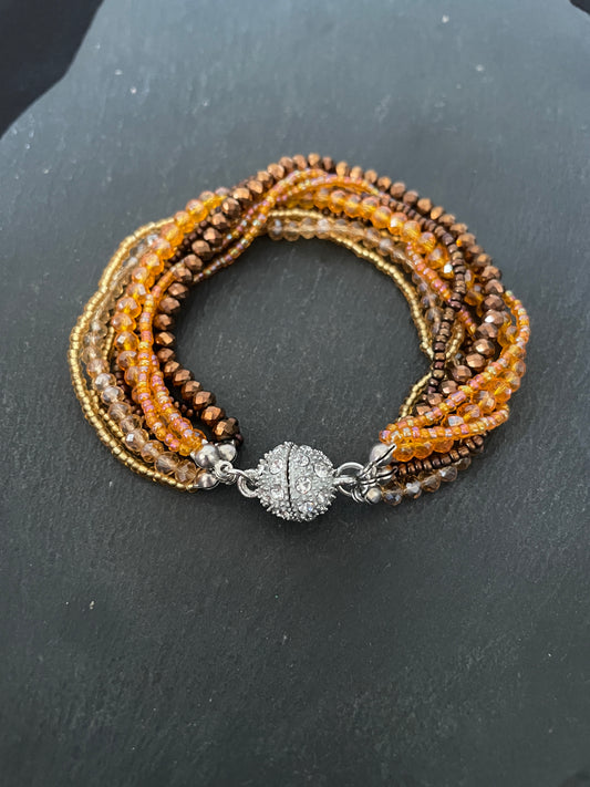 Brown Multi Row Coloured Round Bead Bracelet image 0