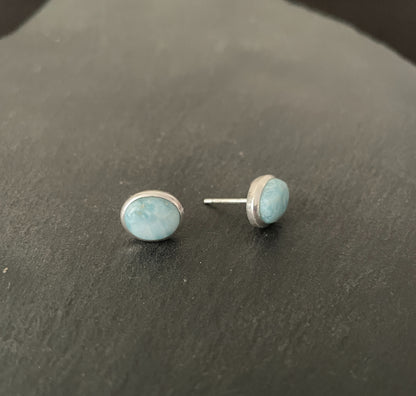 Oval Larimar Stud Earring image 1