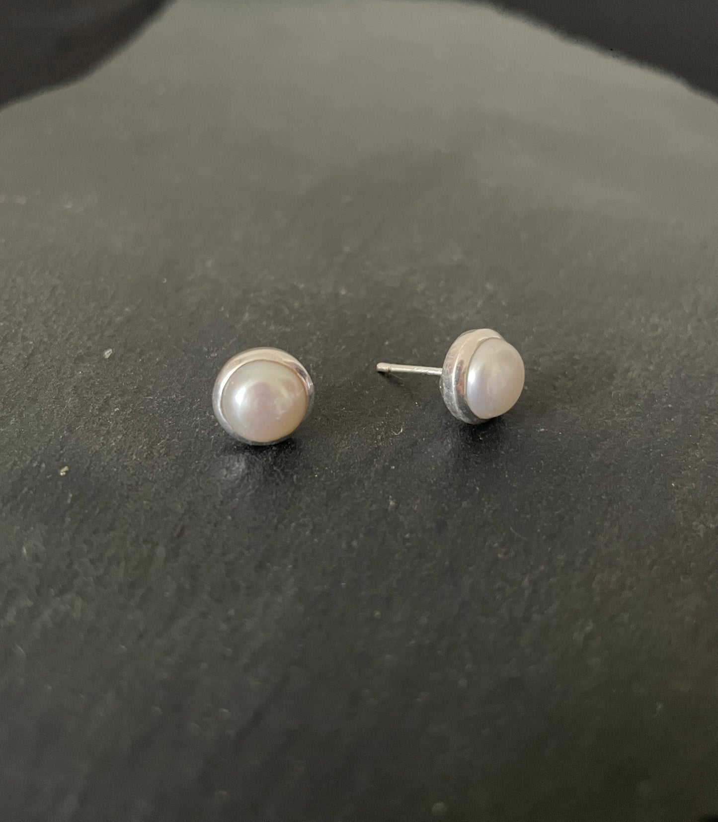 Round Pearl Stud Earrings image 1