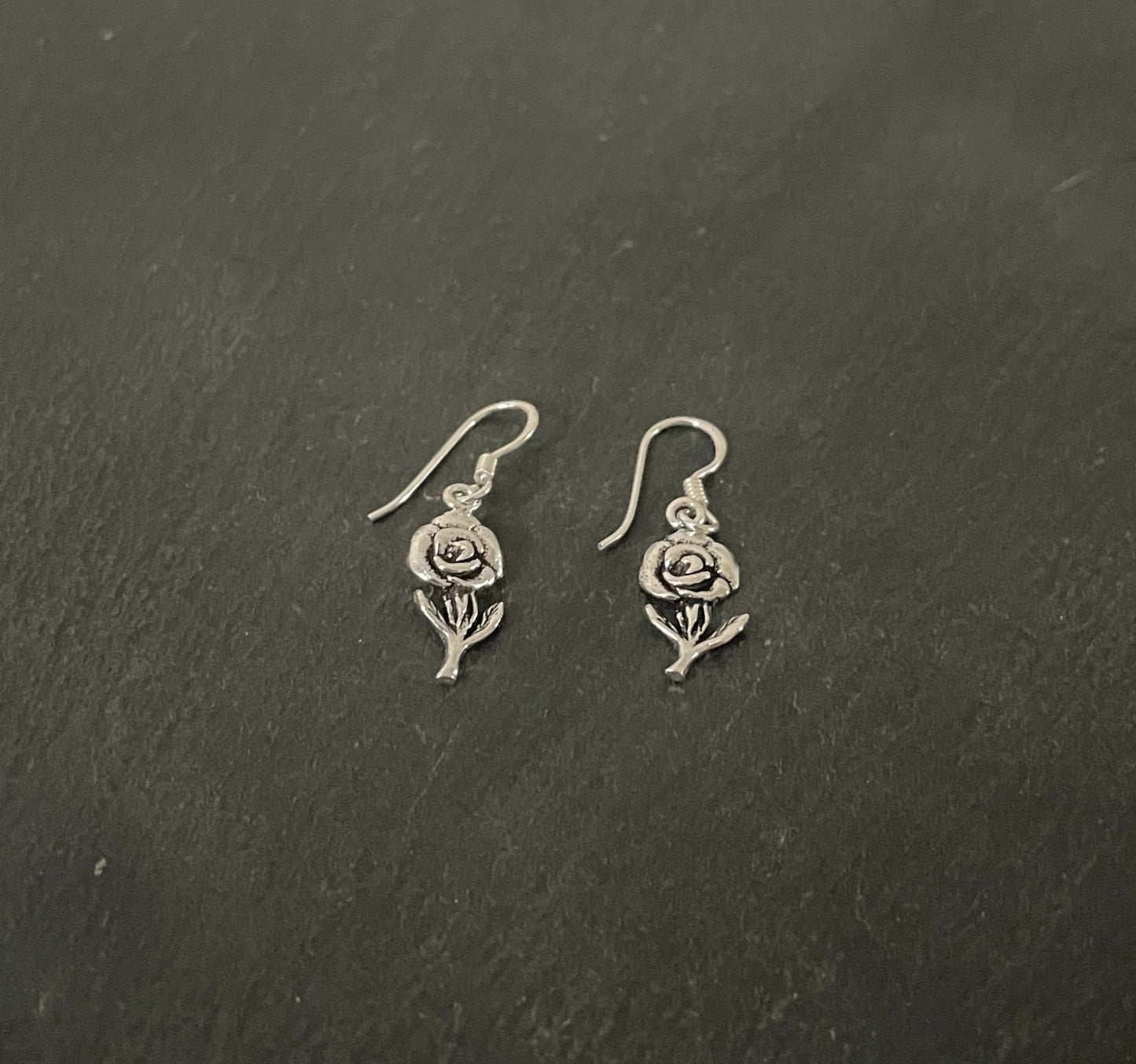 Silver Rose Earrings image 1