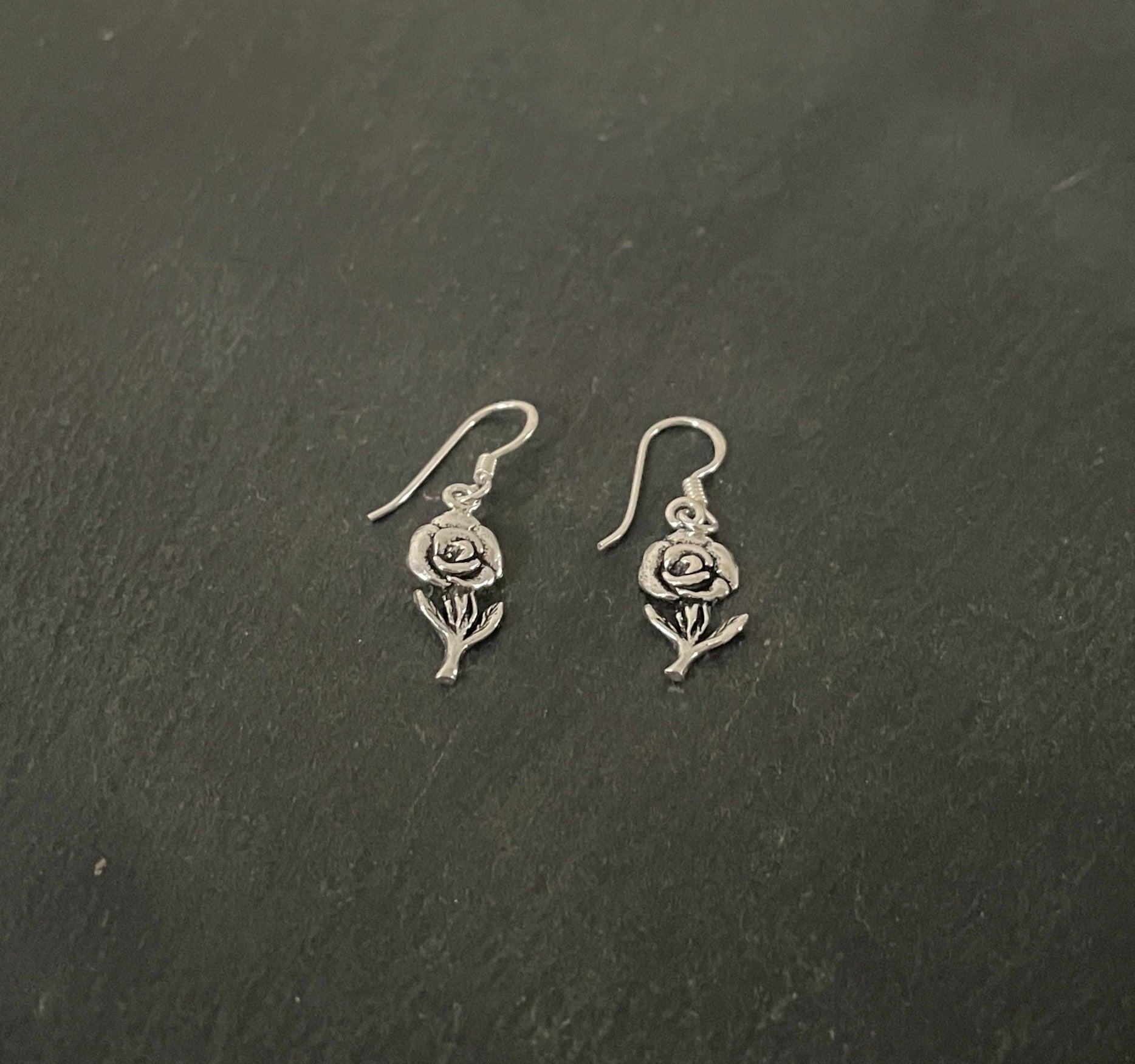 Silver Rose Earrings image 1