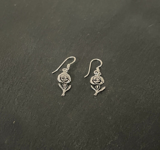 Silver Rose Earrings image 1