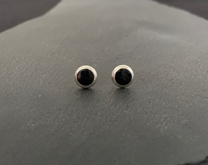 Black Onyx Round Stud Earrings image 0