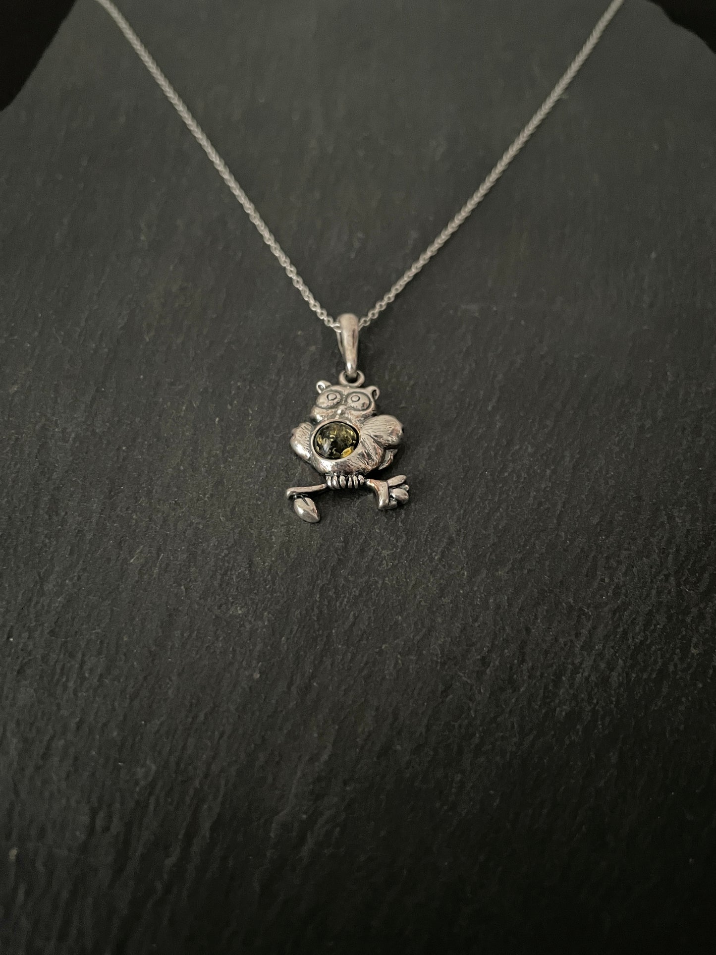 Green Amber Owl Pendant image 1