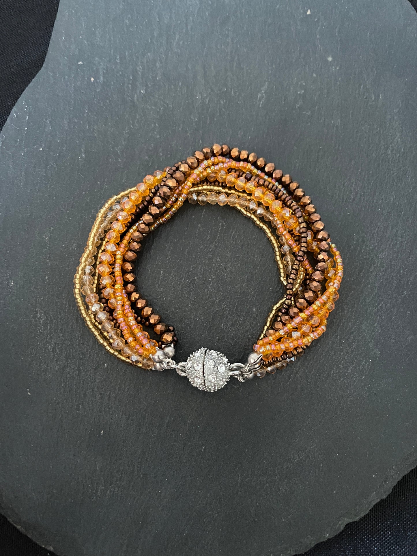 Brown Multi Row Coloured Round Bead Bracelet image 1