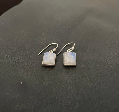 Moonstone Rectangle Earrings image 1