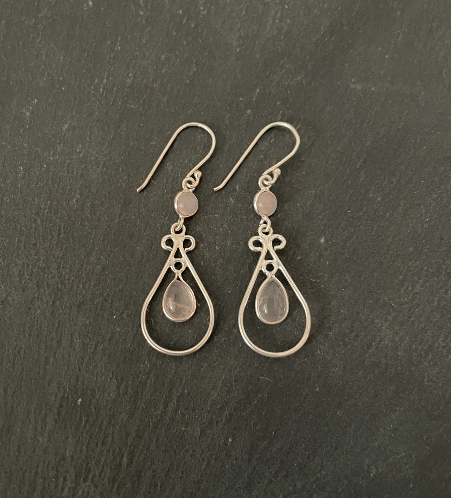 Rose Quartz Teardrop Earrings image 0