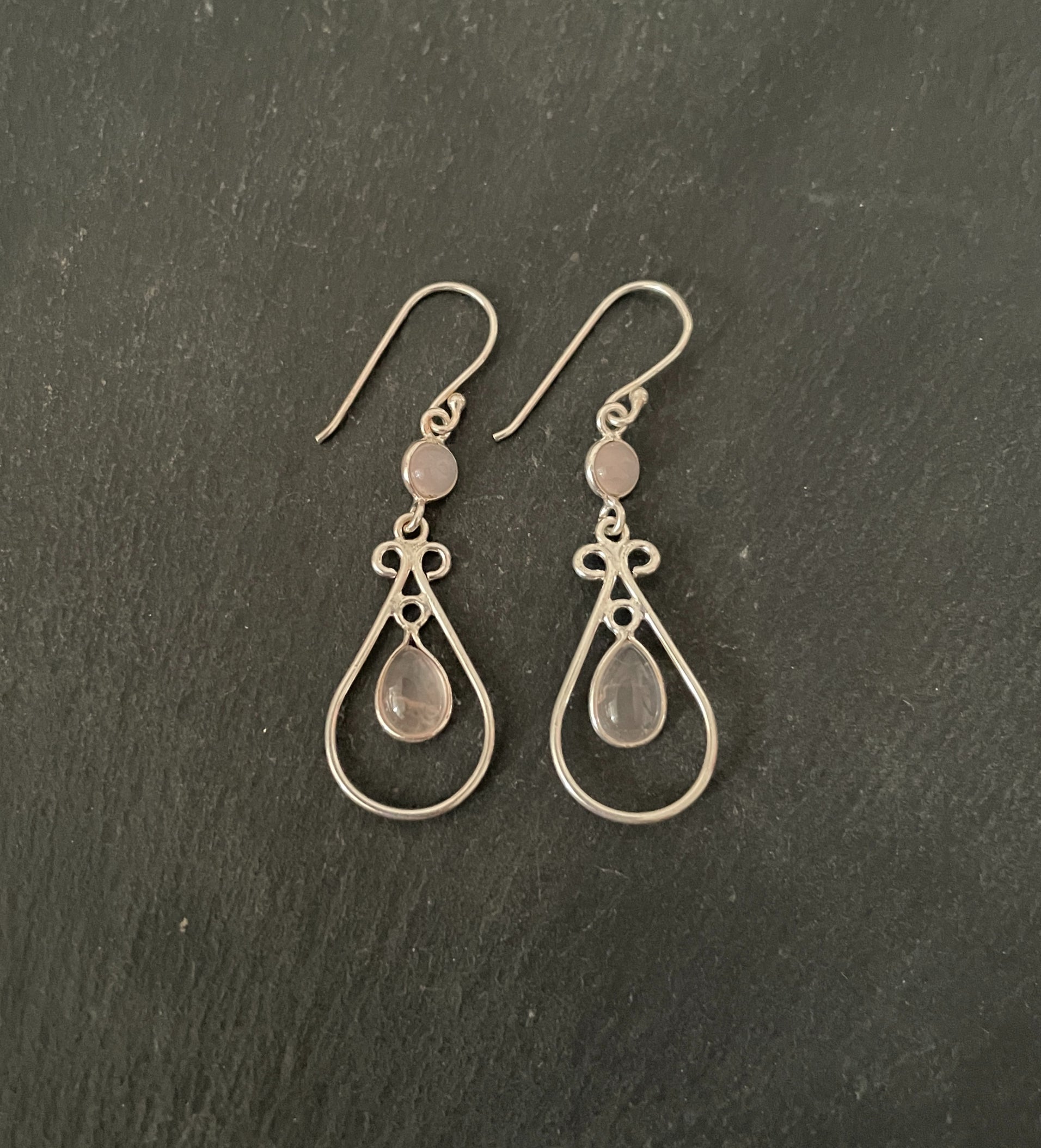 Rose Quartz Teardrop Earrings image 0