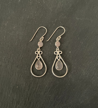Rose Quartz Teardrop Earrings image 0