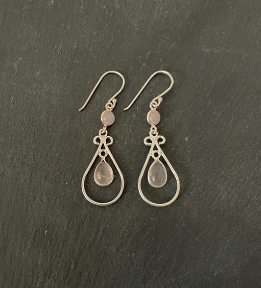 Rose Quartz Teardrop Earrings image 0