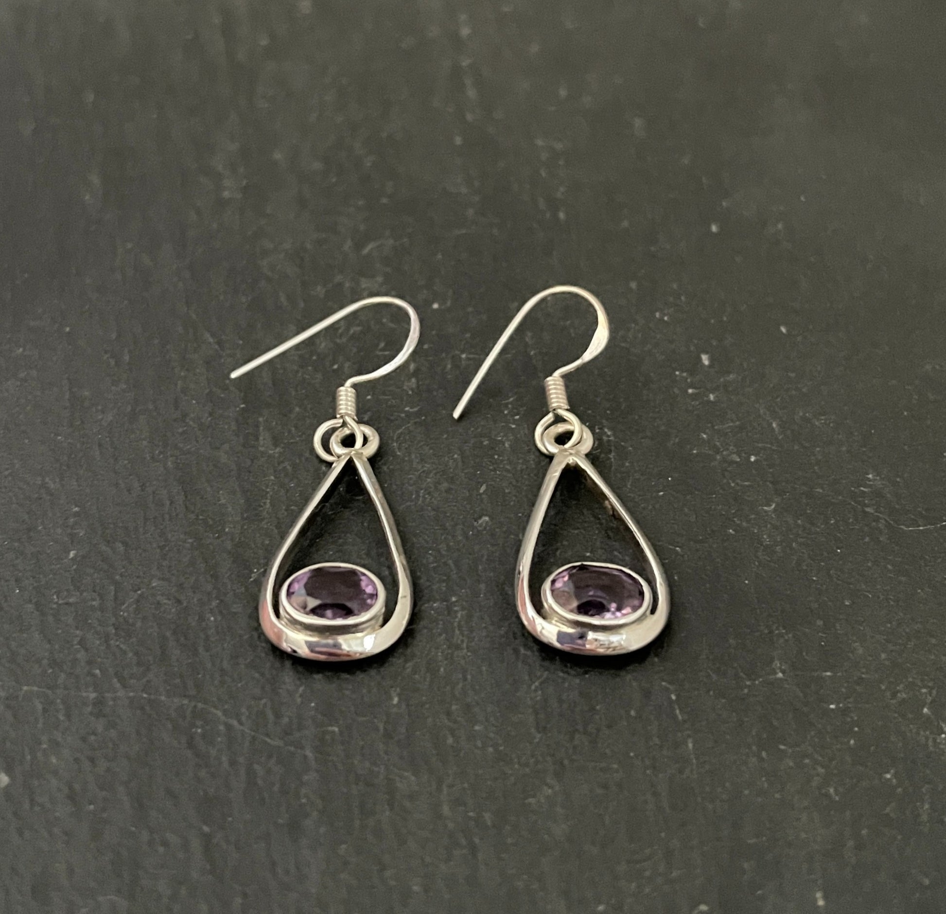 Amethyst Large Teardrop Earrings image 1