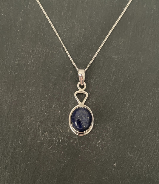 Lapis Lazuli and Silver Oval Pendant image 0