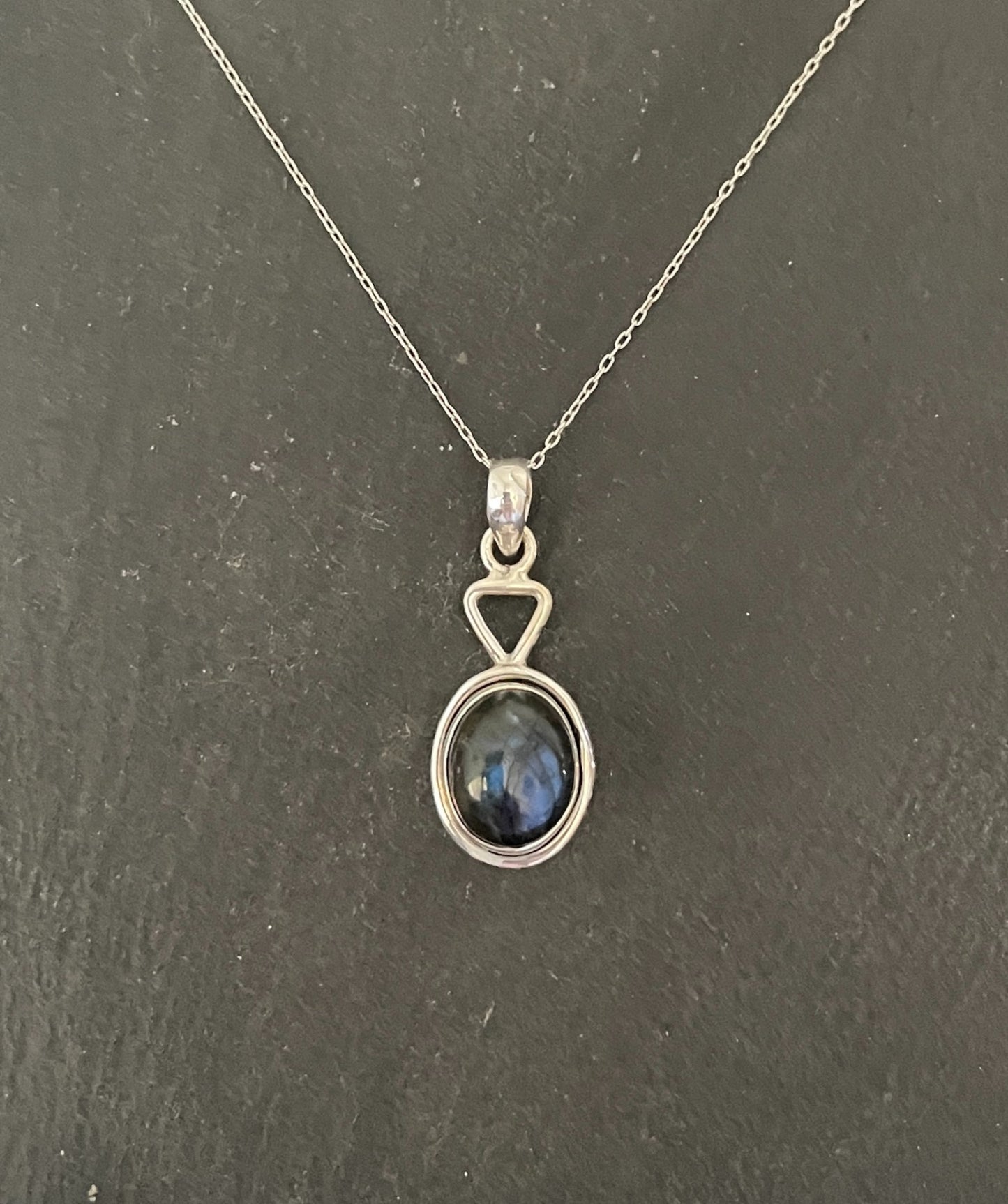 Oval Labradorite and Silver Pendant image 0
